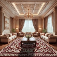 Китайский ковер 002034 Красный-бежевый